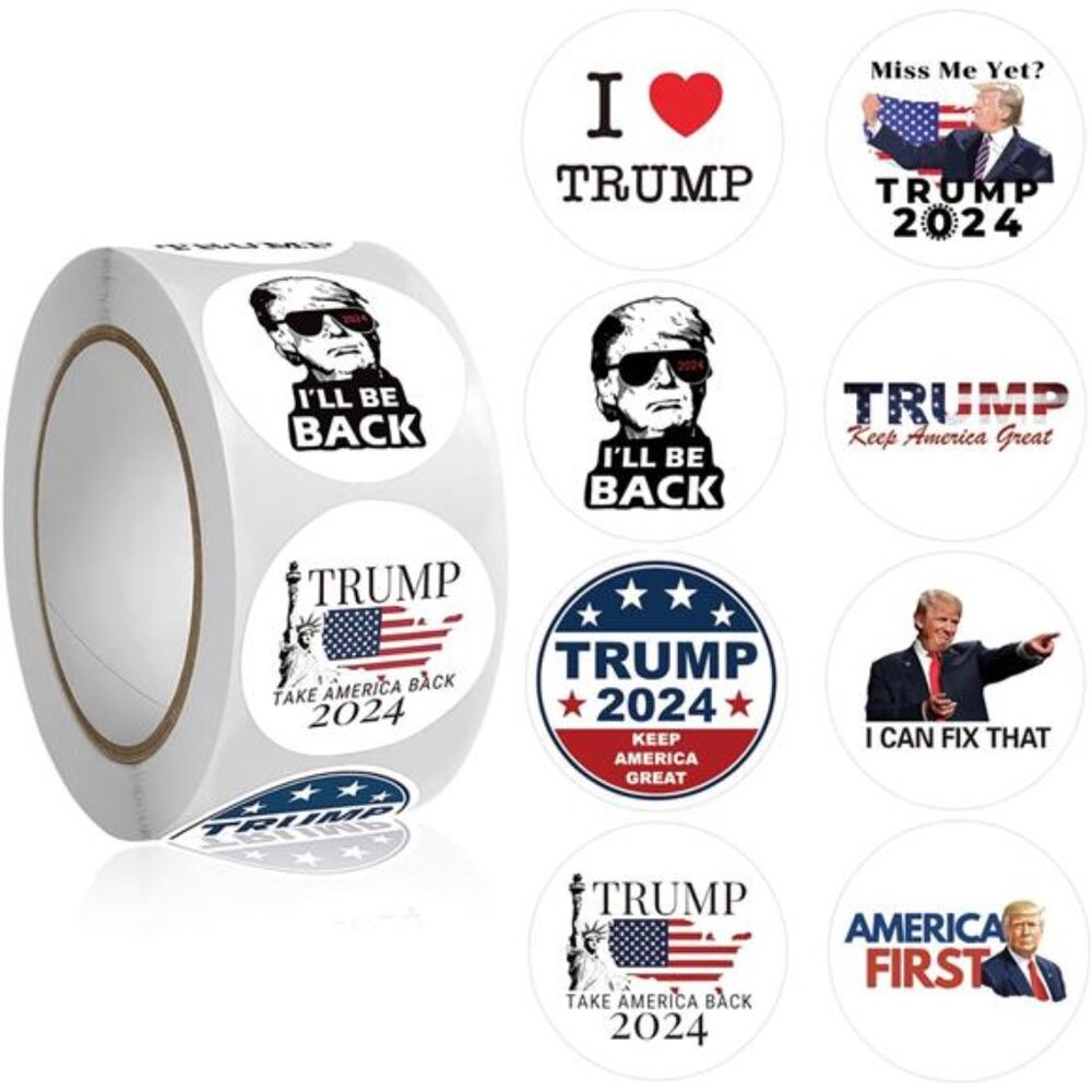 2024 Donald Trump Stickers Roll 500Pcs Funny Presidential Election USA Decals